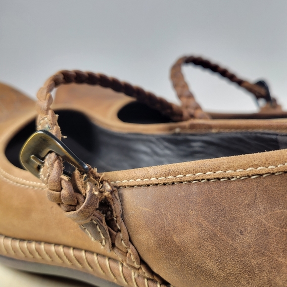 ECCO Sussex Brown Leather Floral Tooled Mary Jane Clogs Women’s size EU 39 - Picture 14 of 16